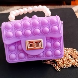 Girls Silicone Pearl Handbag Messenger Shoulder Bag